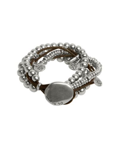UNOde50 браслет из кожи с серебряным напылением, Sterling Silver-plated
