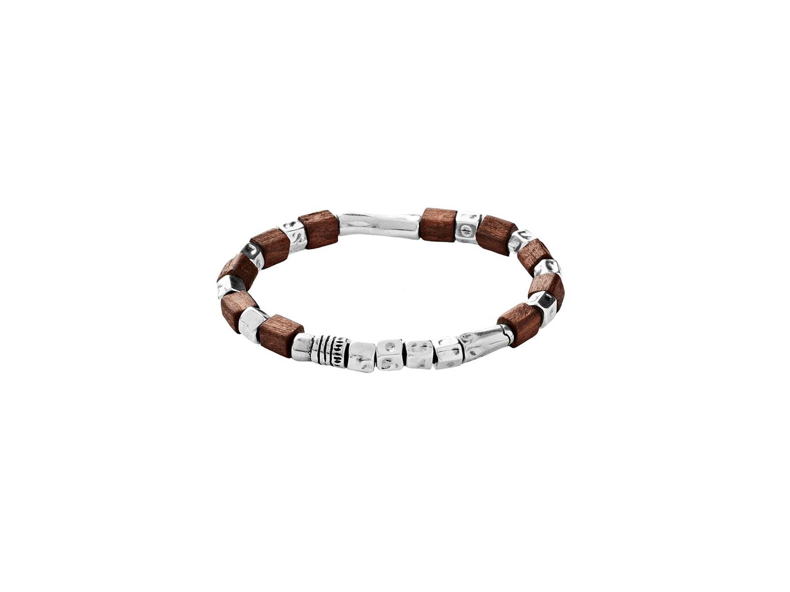 UNOde50 Sterling Silver Olive Wood Beads Bracelet