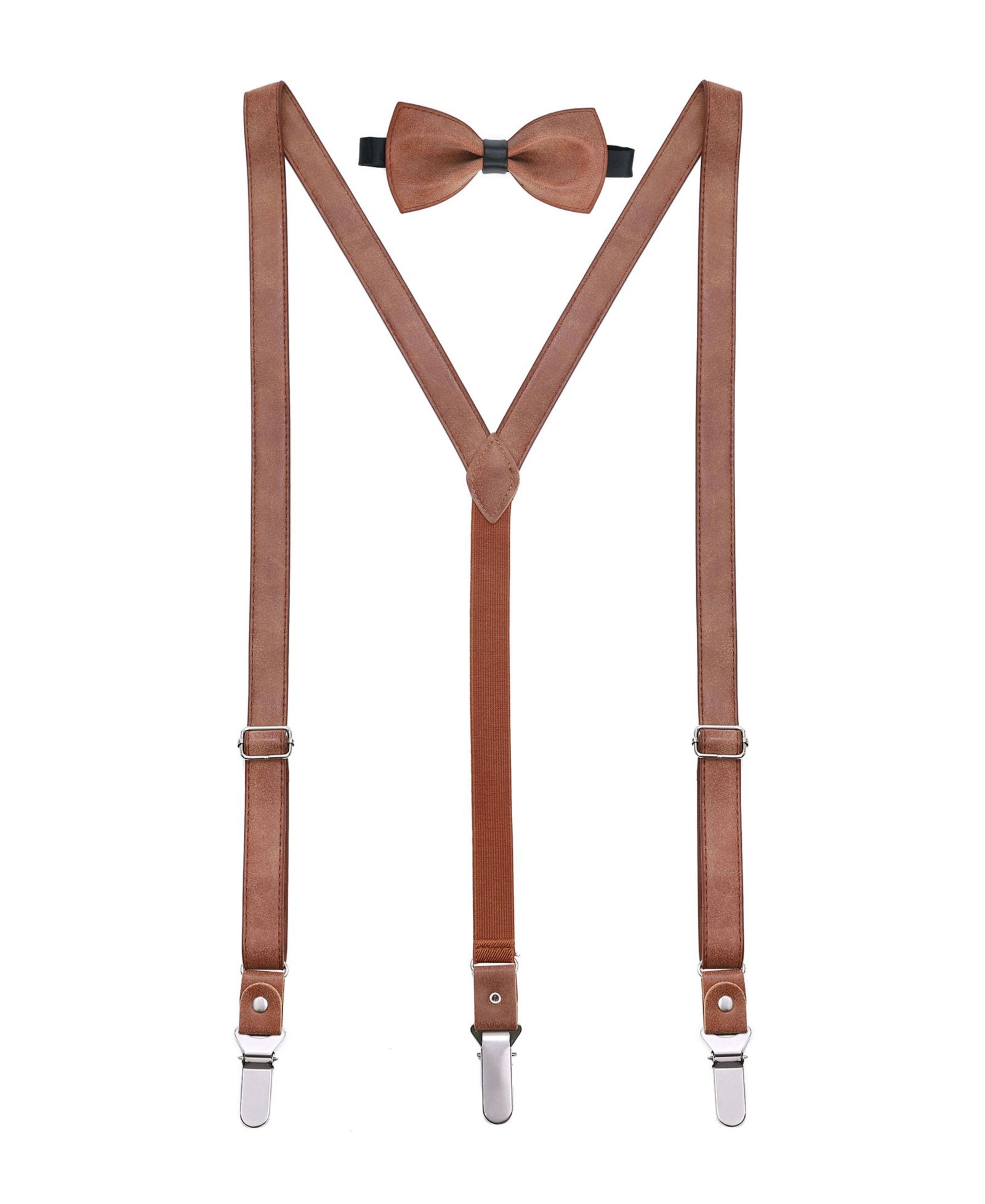 Mio Marino Men's Suede Y-Back Suspenders Bow Tie Set