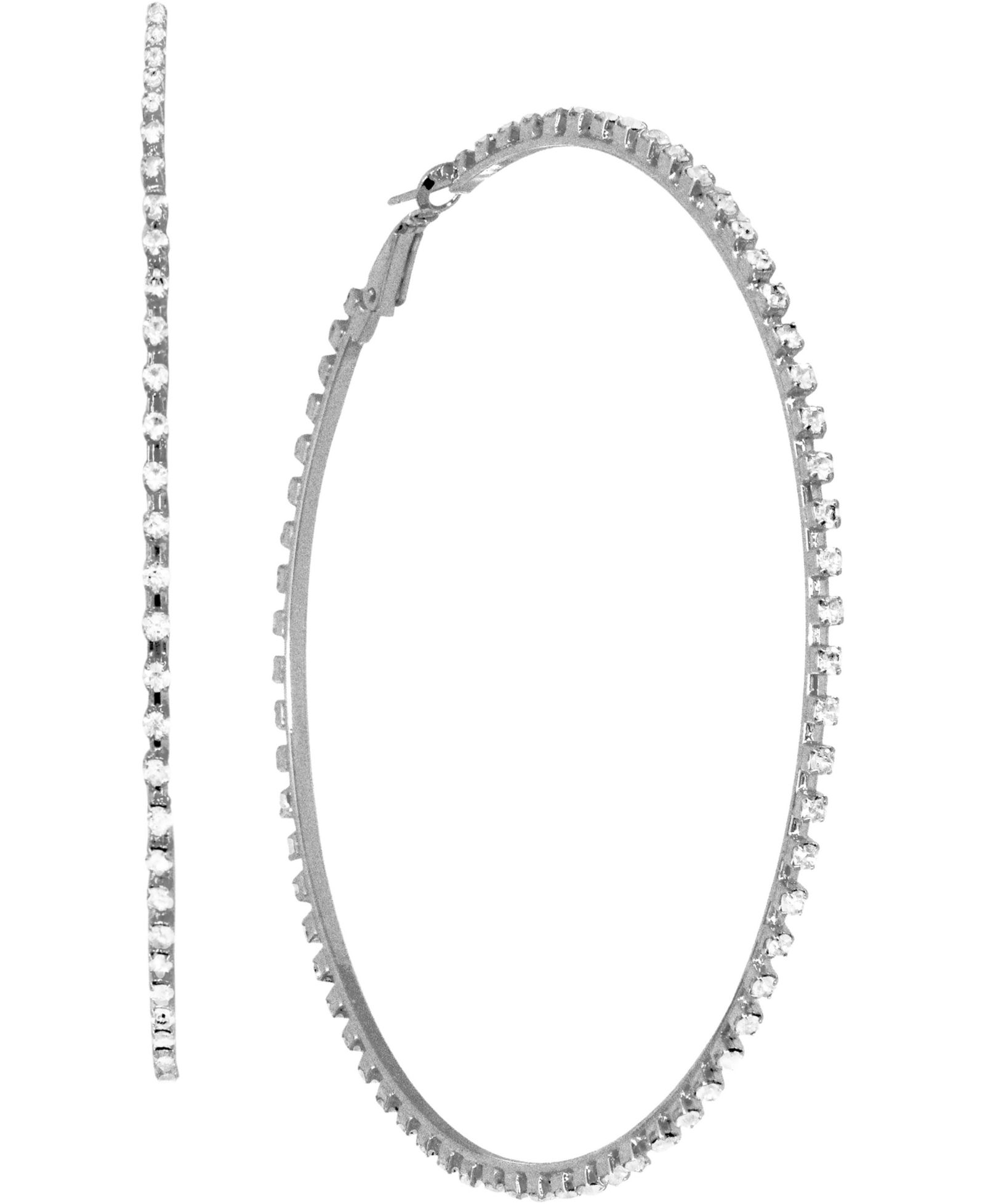 Серьги-кольца And Now This Cubic Zirconia Large Skinny, 3.54" в серебре и золоте