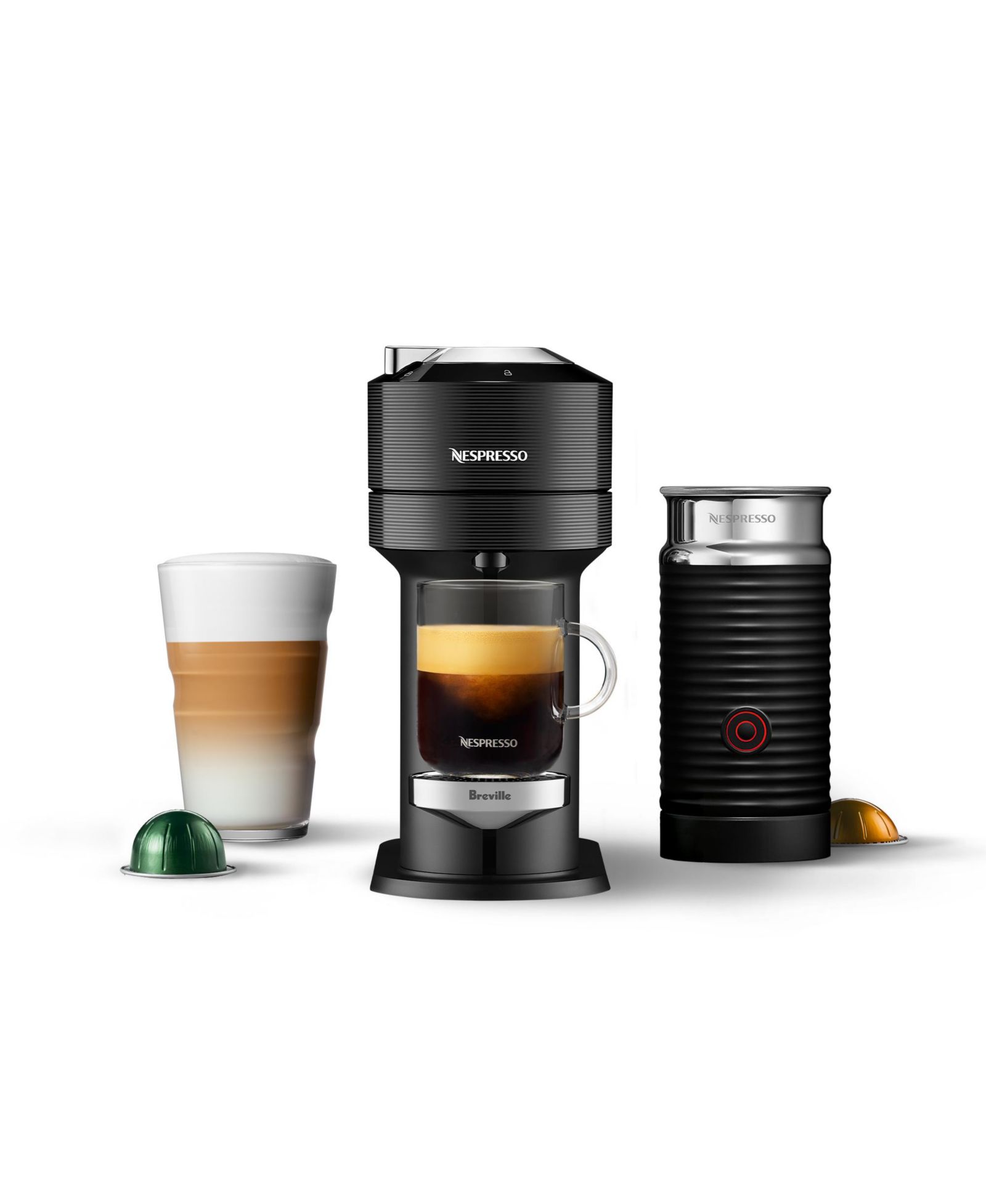 Nespresso Vertuo Next Premium кофемашина и эспрессо Breville, черная с молочным капучинатором Aeroccino