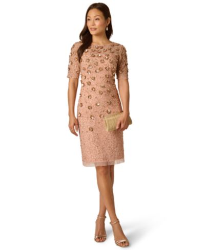 Adrianna Papell Женское платье-футляр Beaded Floral Sheath