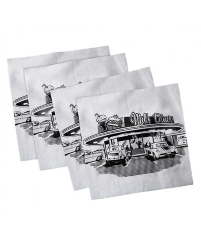 Ambesonne Retro Set of 4 Napkins, 12" x 12"