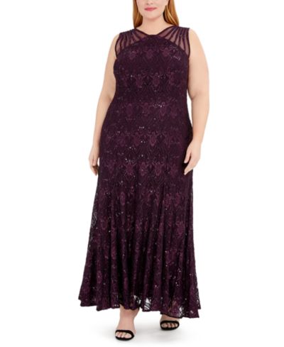 R & M Richards Платье вечернее с пайетками и кружевом, Plus Size