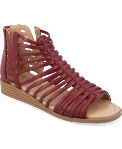 Journee Collection Women's Delilah Gladiator Sliver Wedge Sandals