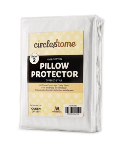 Circles Home Защитное покрытие для подушки 100% Cotton с молнией - White (2 Pack)