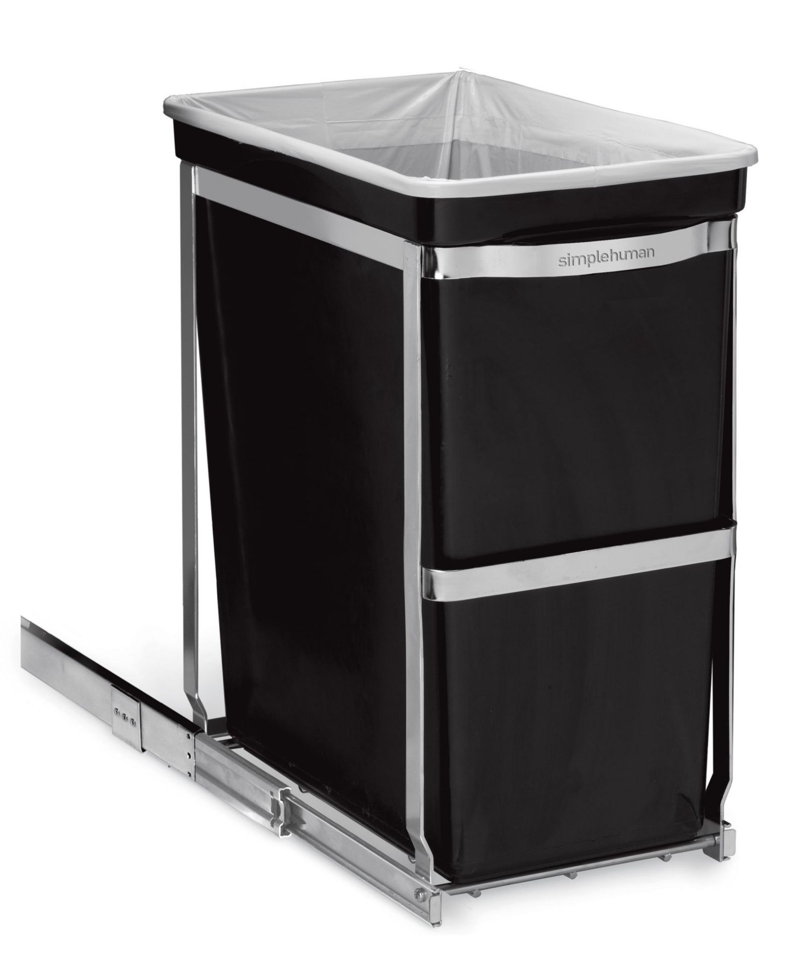 Simplehuman 30 Liter Under Counter Pull-Out Kitchen Trash Can, Heavy-Duty Steel Frame