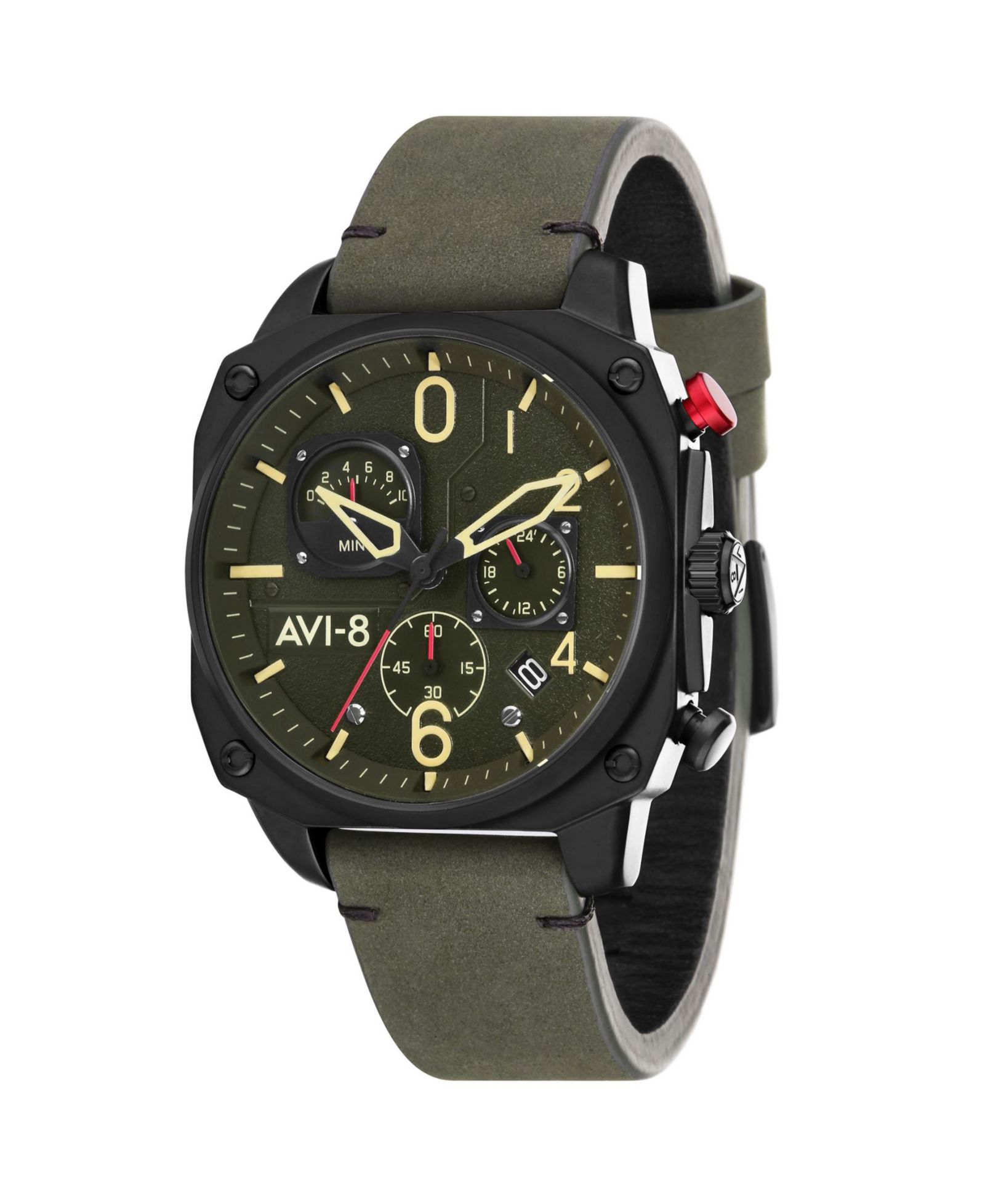 AVI-8 Мужские часы Hawker Hunter Chronograph Retrograde Edition, кожаный ремешок, 45mm