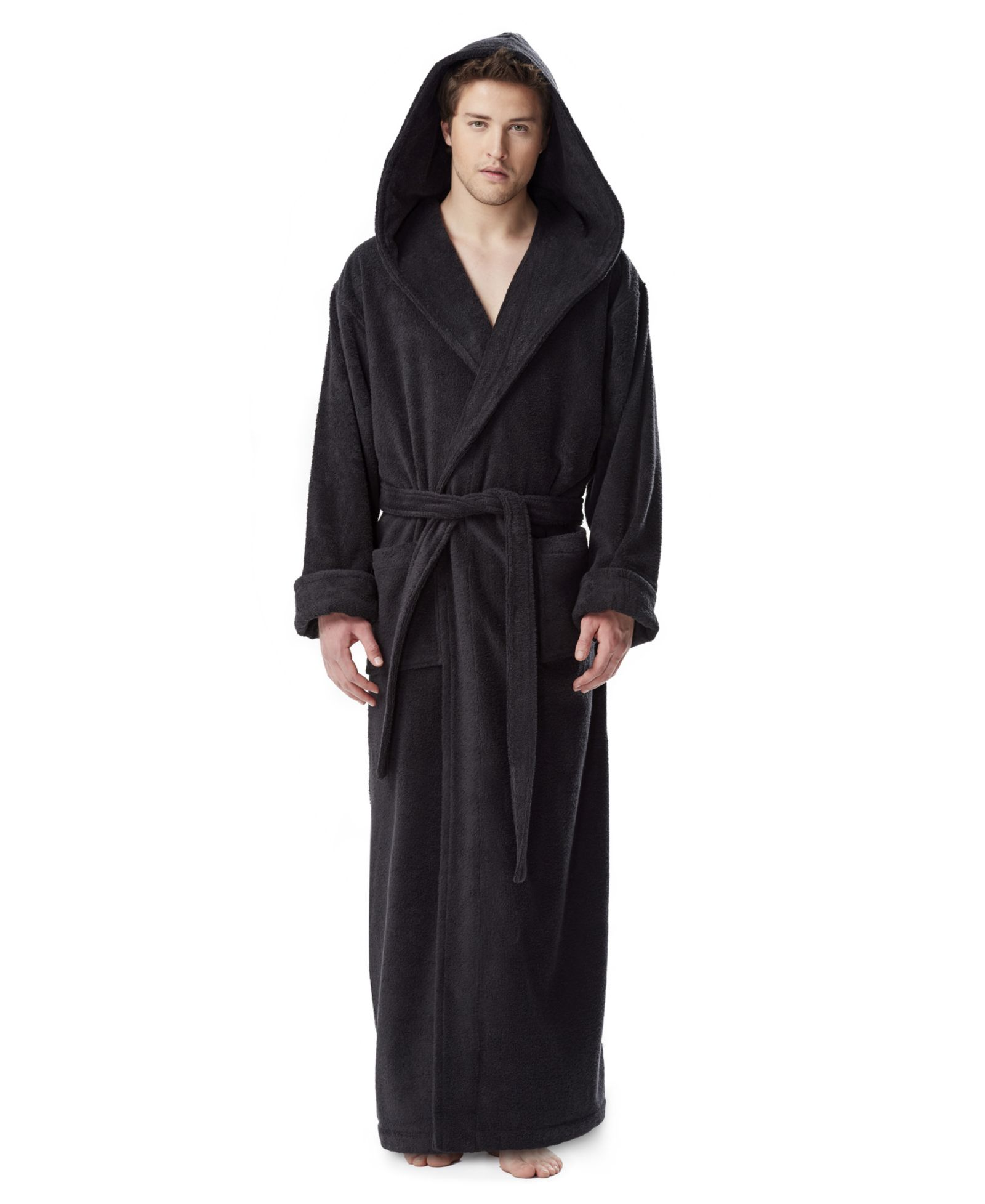 ARUS Men's Thick Full Ankle Length Hooded Turkish Cotton Bathrobe
