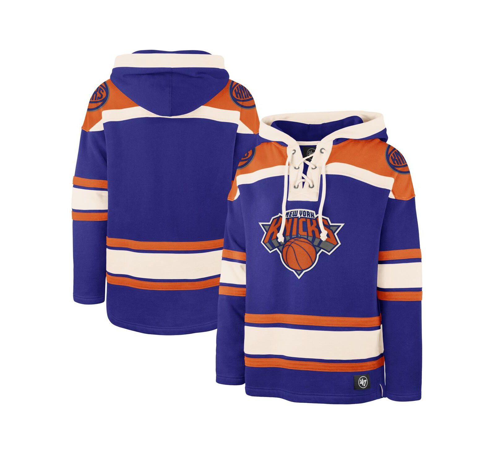 '47 Brand Men's Royal New York Knicks Superior Lacer Pullover Hoodie
