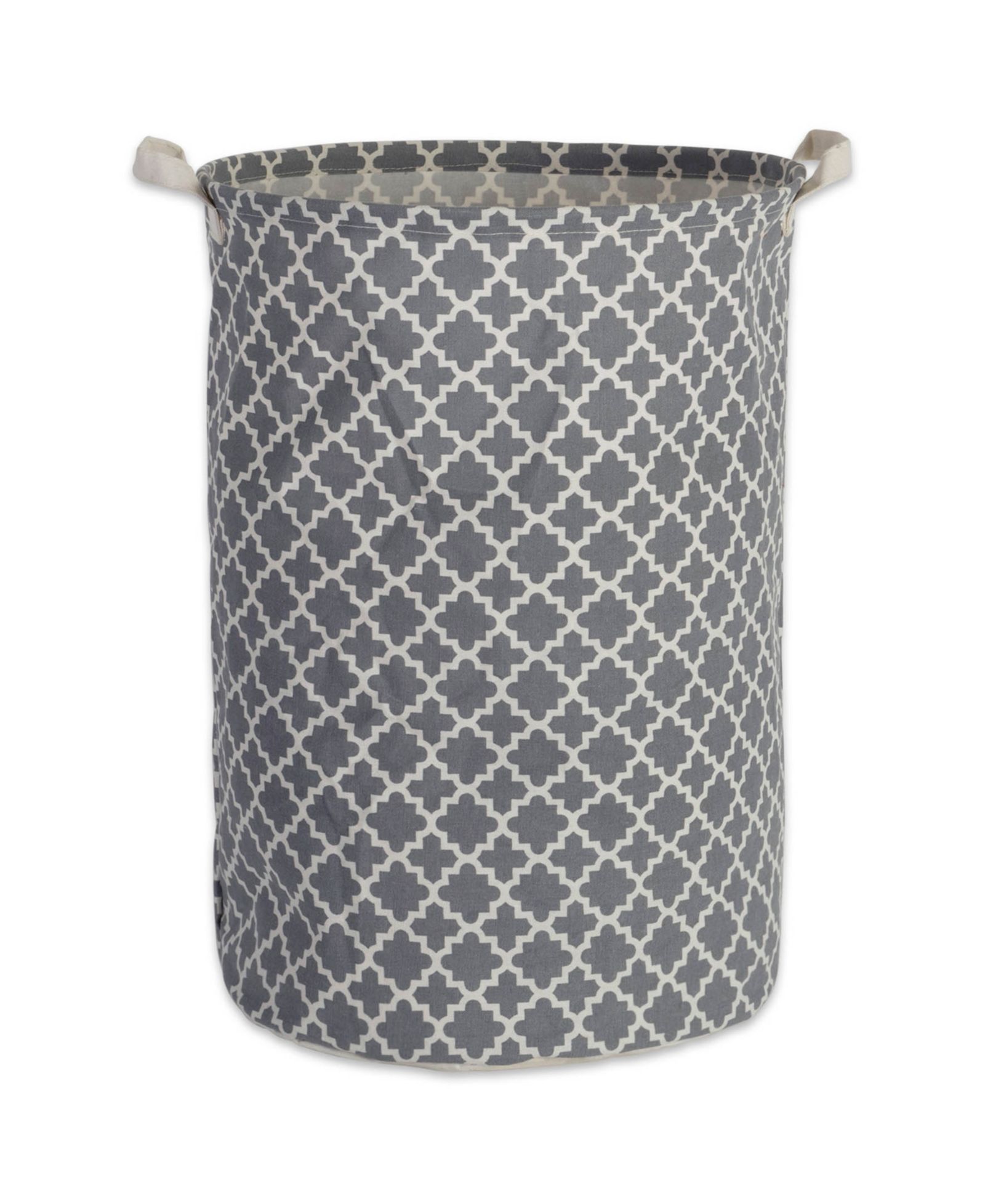 Design Imports Polyethylene Coated Cotton Polyester Laundry Hamper Lattice Round