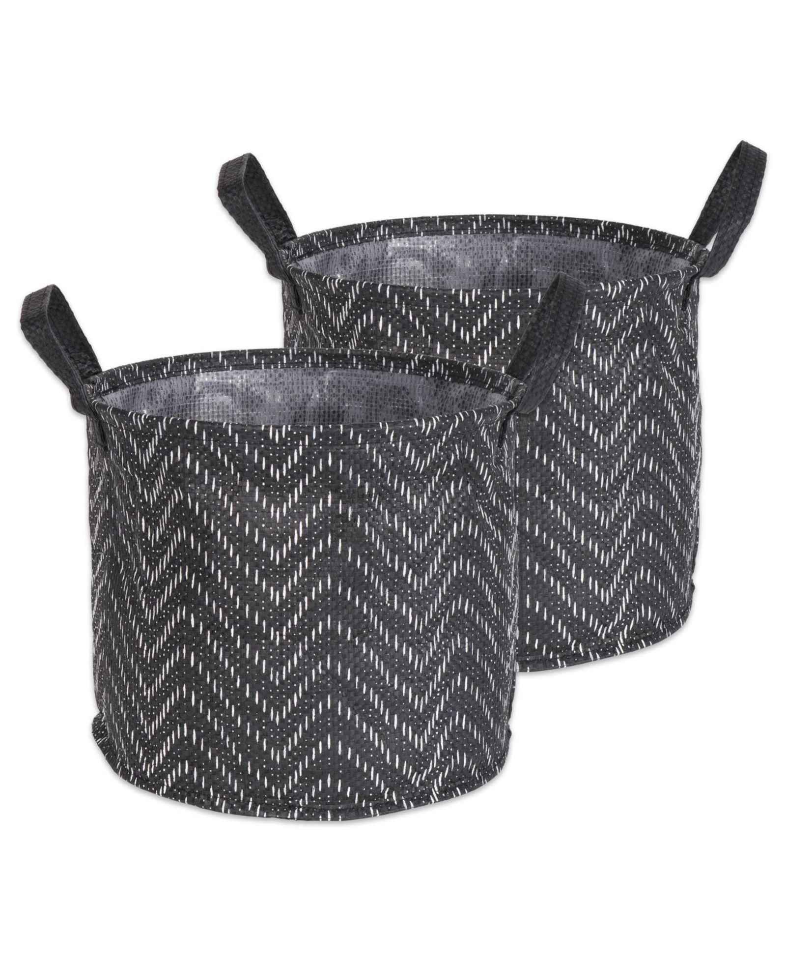 Корзина для белья Design Imports Polyethylene Coated Woven Paper Tribal Chevron Round Small, комплект из 2 шт