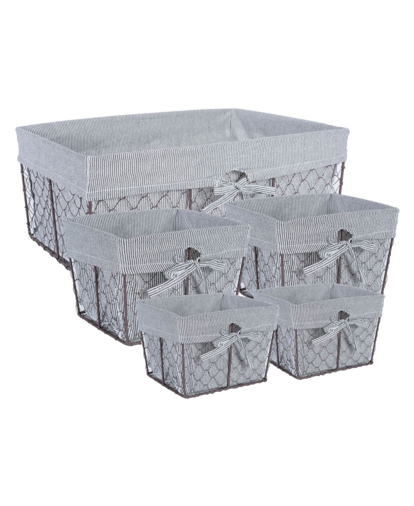 Набор из 5 подкладок Design Imports в винтажном стиле с узором Chicken Wire Ticking Stripe