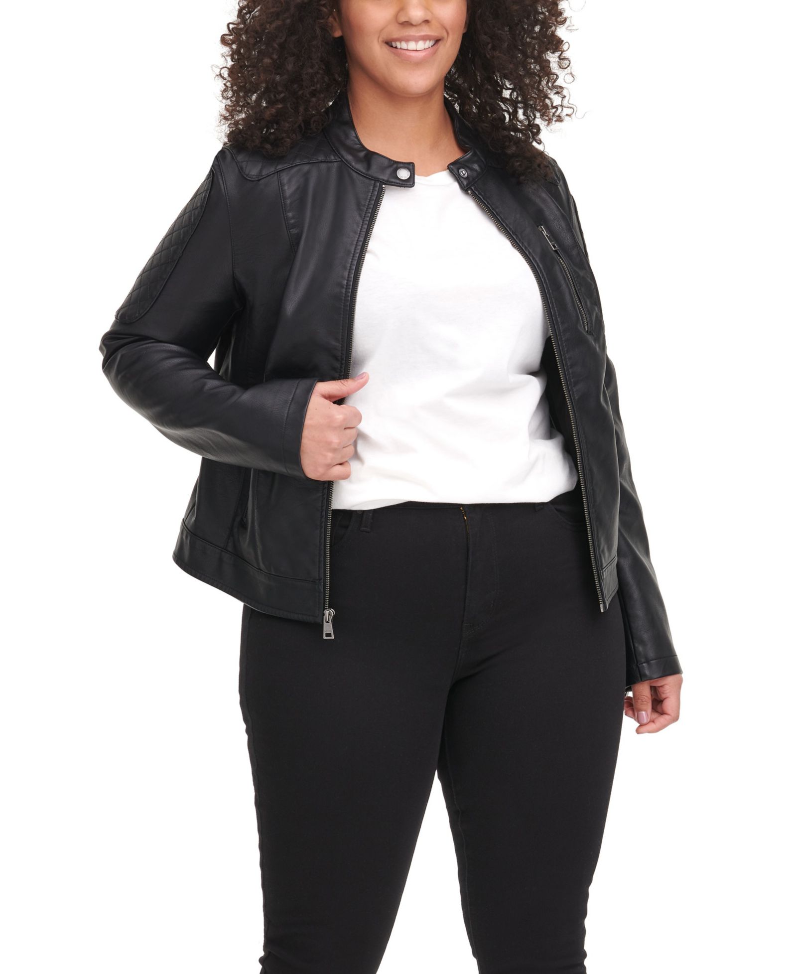 Levi's Plus Size Faux Leather Motocross Racer Jacket, куртка из искусственной кожи