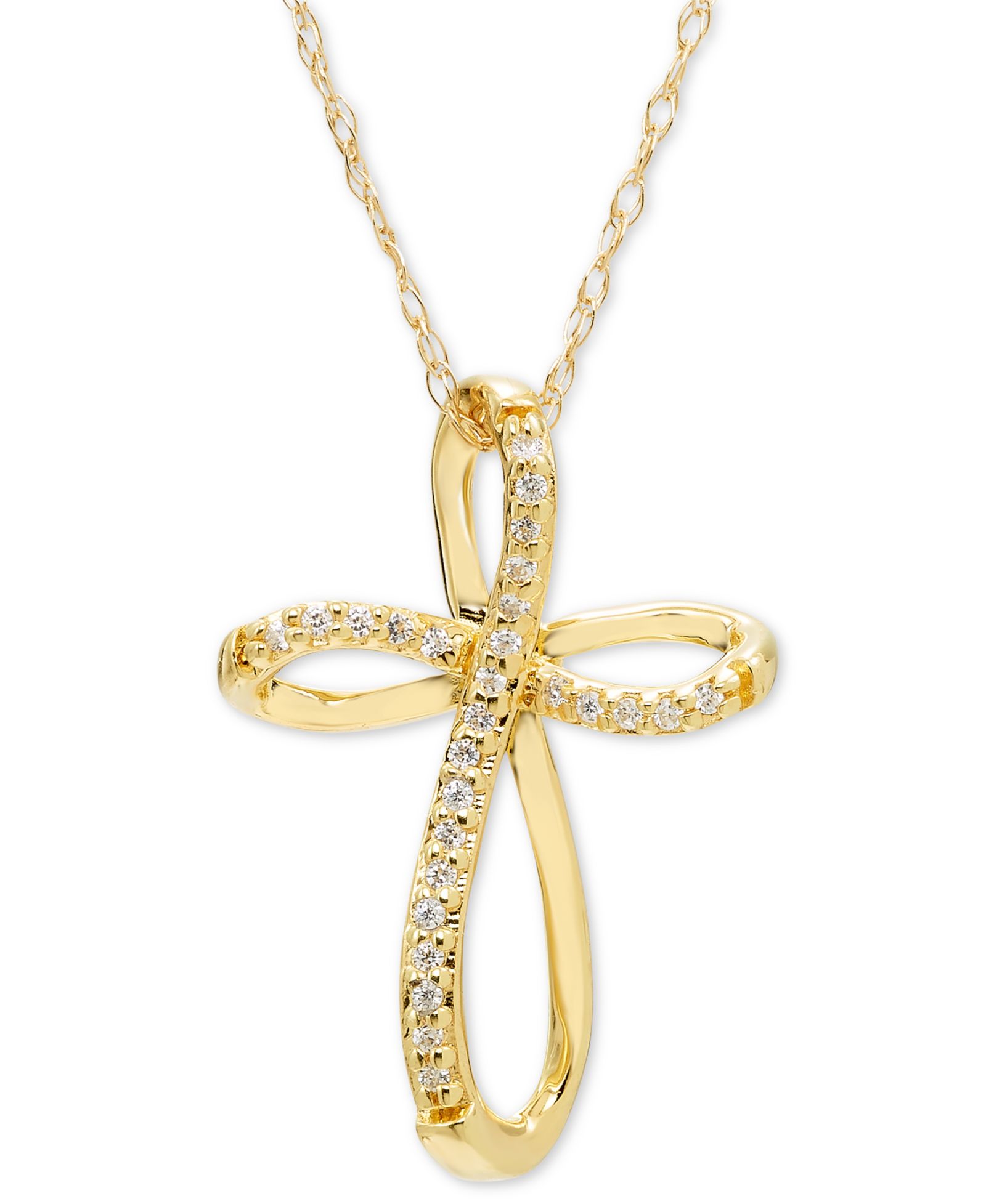 Подвеска Diamond Open Cross в 14K yellow, white или rose gold
