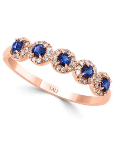 Кольцо LALI Jewels Cluster из сапфира (1/3 ct. t.w.) и бриллианта (1/6 ct. t.w.) в 14k Rose Gold или 14k White Gold