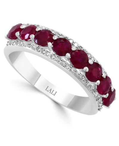 Кольцо LALI Jewels Ruby (1-7/8 ct. t.w.) & Diamond (1/6 ct. t.w.) в 14k White Gold