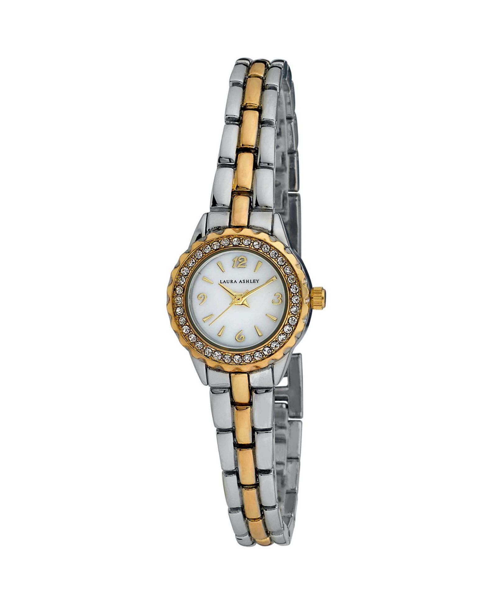 Laura Ashley Women's Mini Link Crystal Bezel Pink Multi Bracelet Watch 26mm