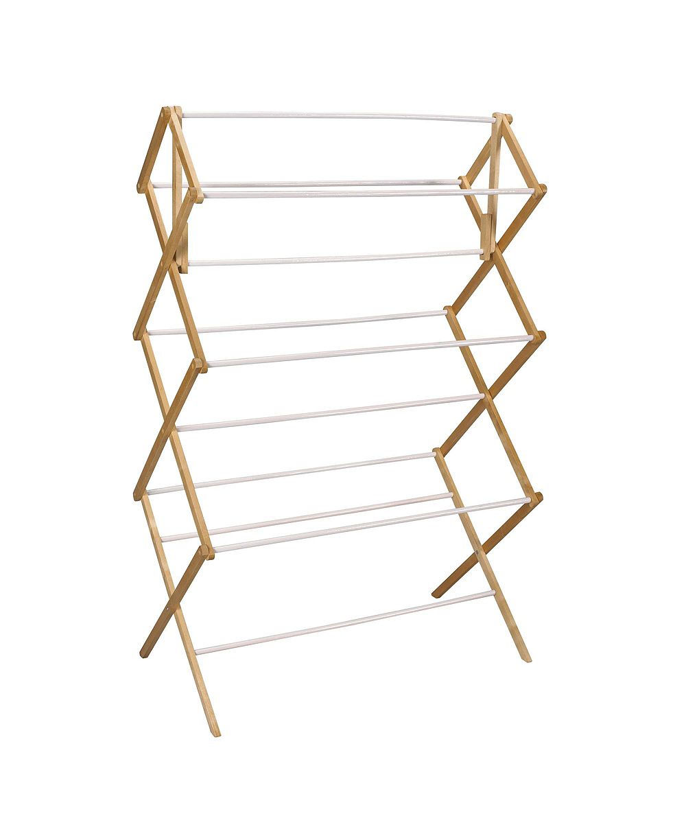 Household Essentials Large Folding Clothes Drying Rack, Bamboo