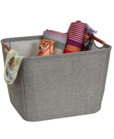 Household Essentials Medium Tapered Soft-Side Storage Bin with Wood Handles