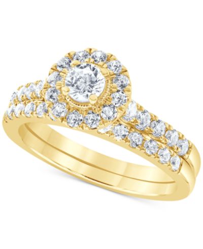 Diamond Halo Bridal Set (1 ct. t.w.) in 14k Yellow or Rose Gold
