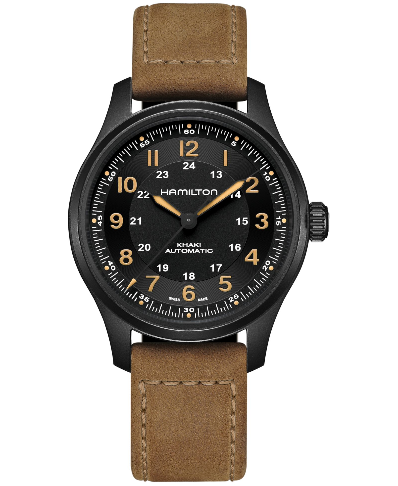 Hamilton Мужской Swiss Automatic Khaki Field Brown Leather Strap Watch 42mm