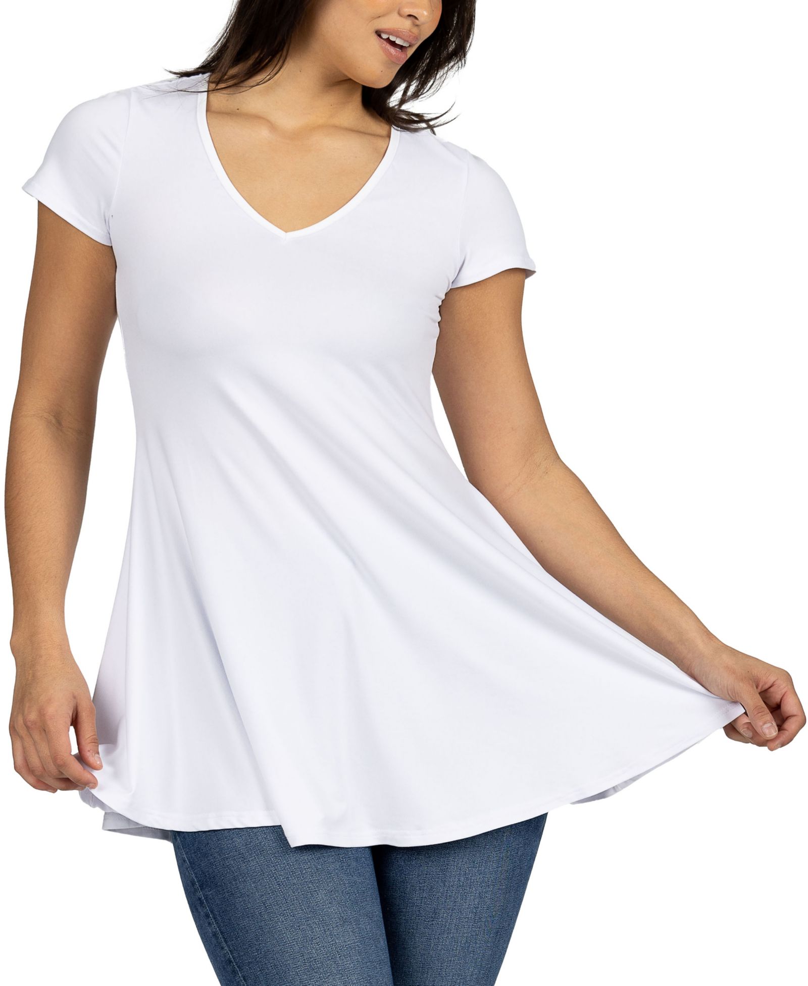 24seven Comfort Apparel Women's Short Sleeve Loose Fit Tunic Top