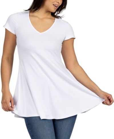 24seven Comfort Apparel Women's Short Sleeve Loose Fit Tunic Top
