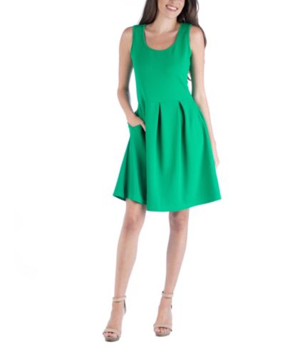 Мини-платье 24seven Comfort Apparel Sleeveless Skater Pleated с карманами