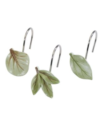 Набор из 12 крючков для душевой шторы Avanti Ombre Leaves Botanical Resin
