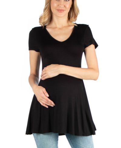 Материнская туника 24seven Comfort Apparel с коротким рукавом и мягким расклешенным подолом