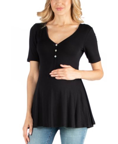 24seven Comfort Apparel maternity туника с коротким рукавом и деталями на пуговицах