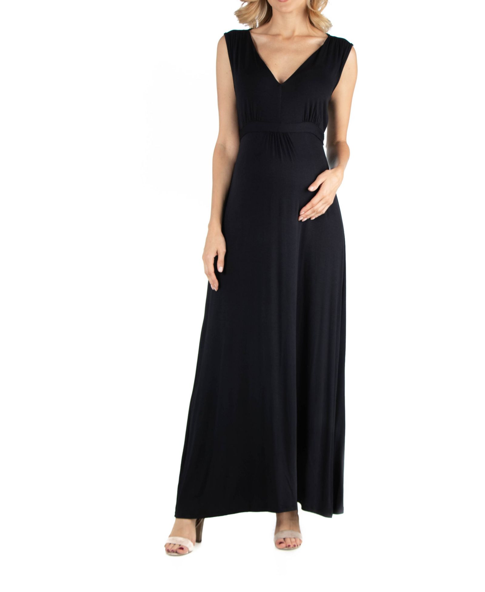 Макси-платье 24seven Comfort Apparel V Neck Sleeveless Maternity with Belt