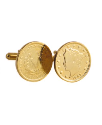 American Coin Treasures запонки Liberty Nickel с золотым напылением