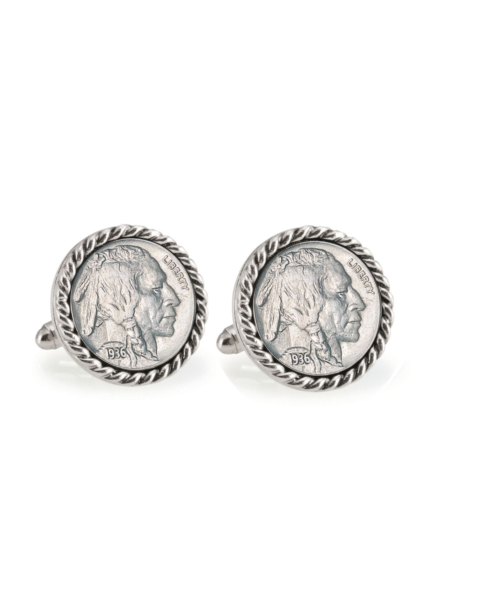 Запонки American Coin Treasures Buffalo Nickel Rope Bezel