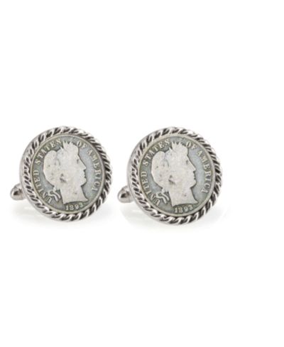 American Coin Treasures Запонки с монетой Barber Dime 1800-х годов, серебро