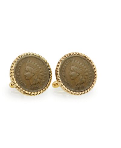 American Coin Treasures Запонки с монетой Civil War Indian Head Penny, канаты