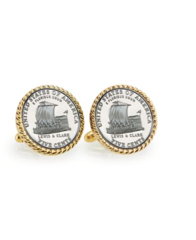 Запонки American Coin Treasures 2004 Keelboat Rope Bezel Coin Cuff Links