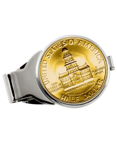 Мужской зажим для денег American Coin Treasures с золотым напылением, JFK Bicentennial Half Dollar