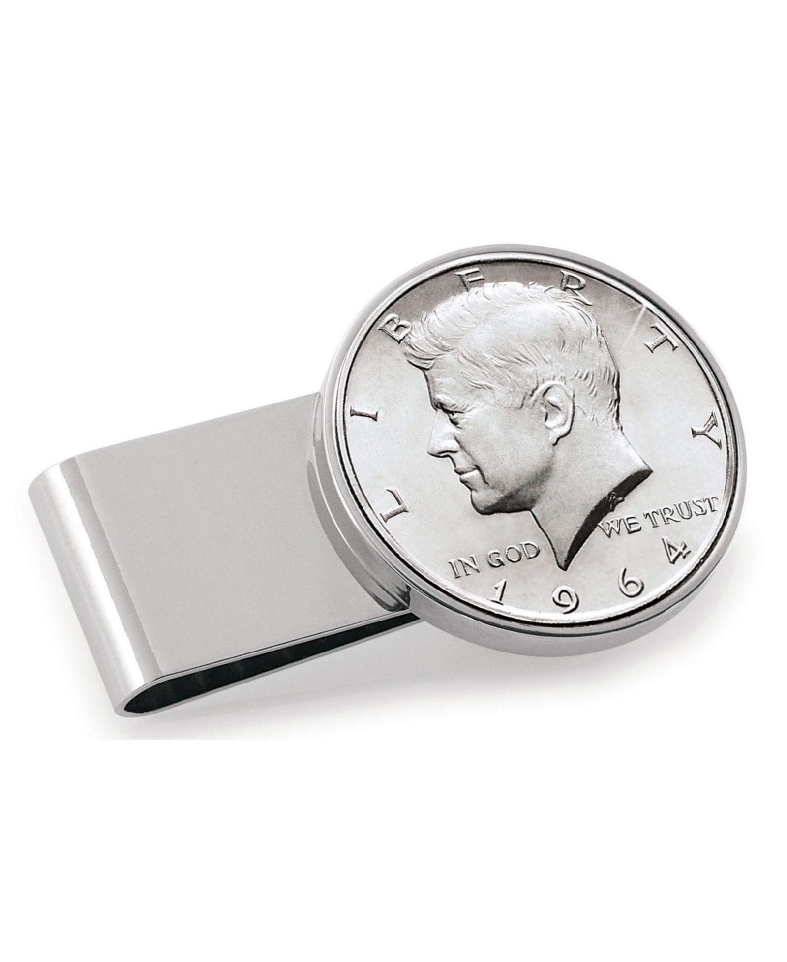 Men's American Coin Treasures JFK 1964 First Year of Issue Half Dollar Stainless Steel Coin Money Clip