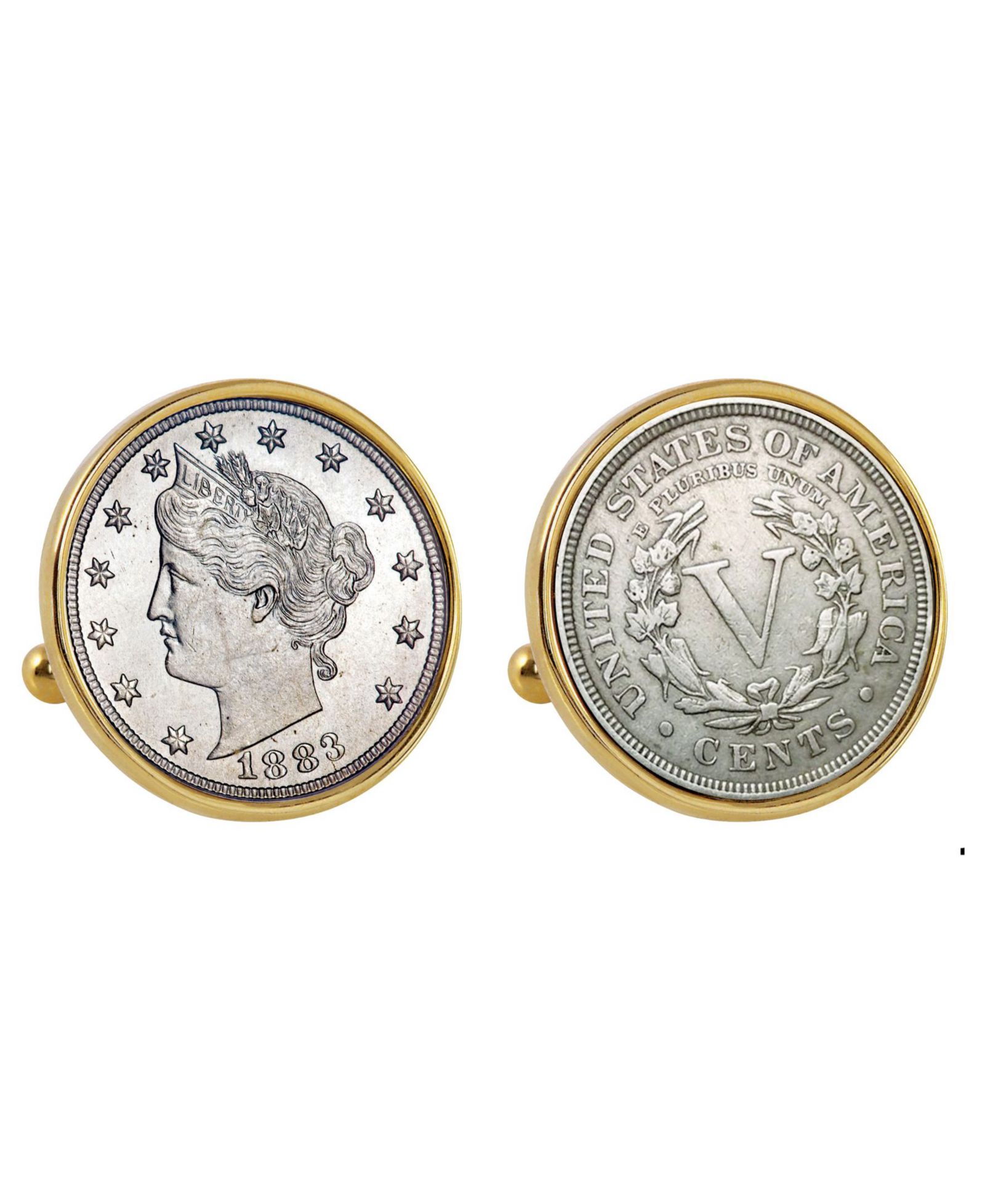 American Coin Treasures 1883 First-Year-Of-Issue Liberty Nickel Bezel Coin Cuff Links