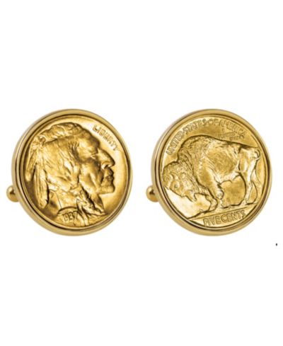 American Coin Treasures запонки с золотым напылением Buffalo Nickel