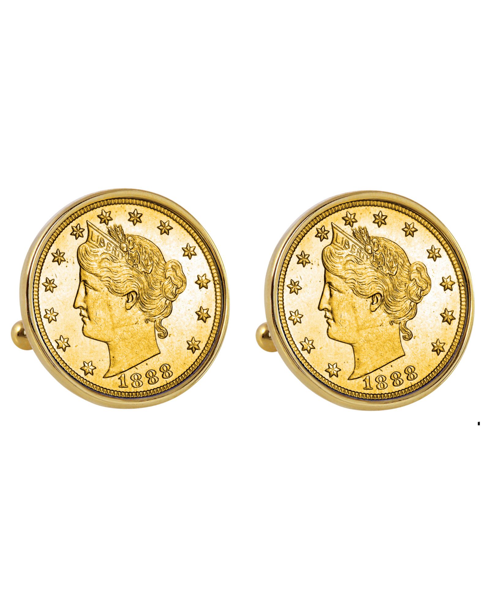 American Coin Treasures запонки с монетой Liberty Nickel 1800's Gold-Layered