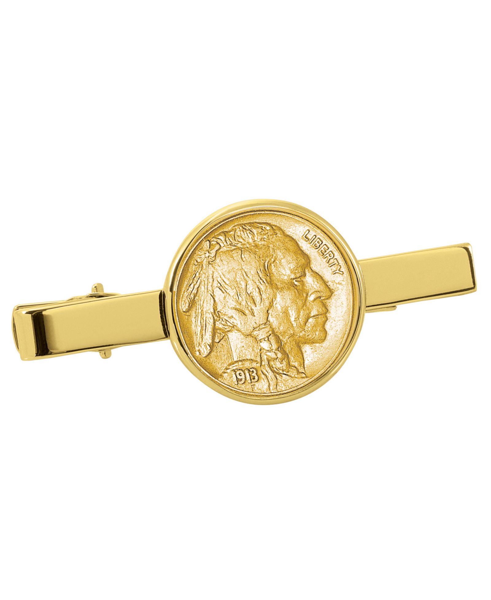 Зажим для галстука American Coin Treasures с золотым покрытием в виде монеты Buffalo Nickel