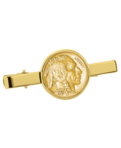 Зажим для галстука American Coin Treasures с золотым покрытием в виде монеты Buffalo Nickel