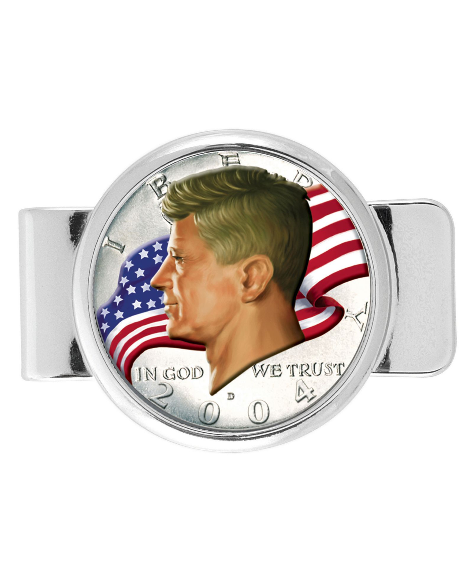 Men's American Coin Treasures JFK Half Dollar Colorized American Flag Coin Money Clip