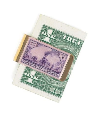 Мужской зажим для денег American Coin Treasures Brass Train Stamp
