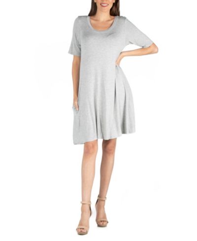 24seven Comfort Apparel мягкое платье-футболка с расклешенным подолом и карманами