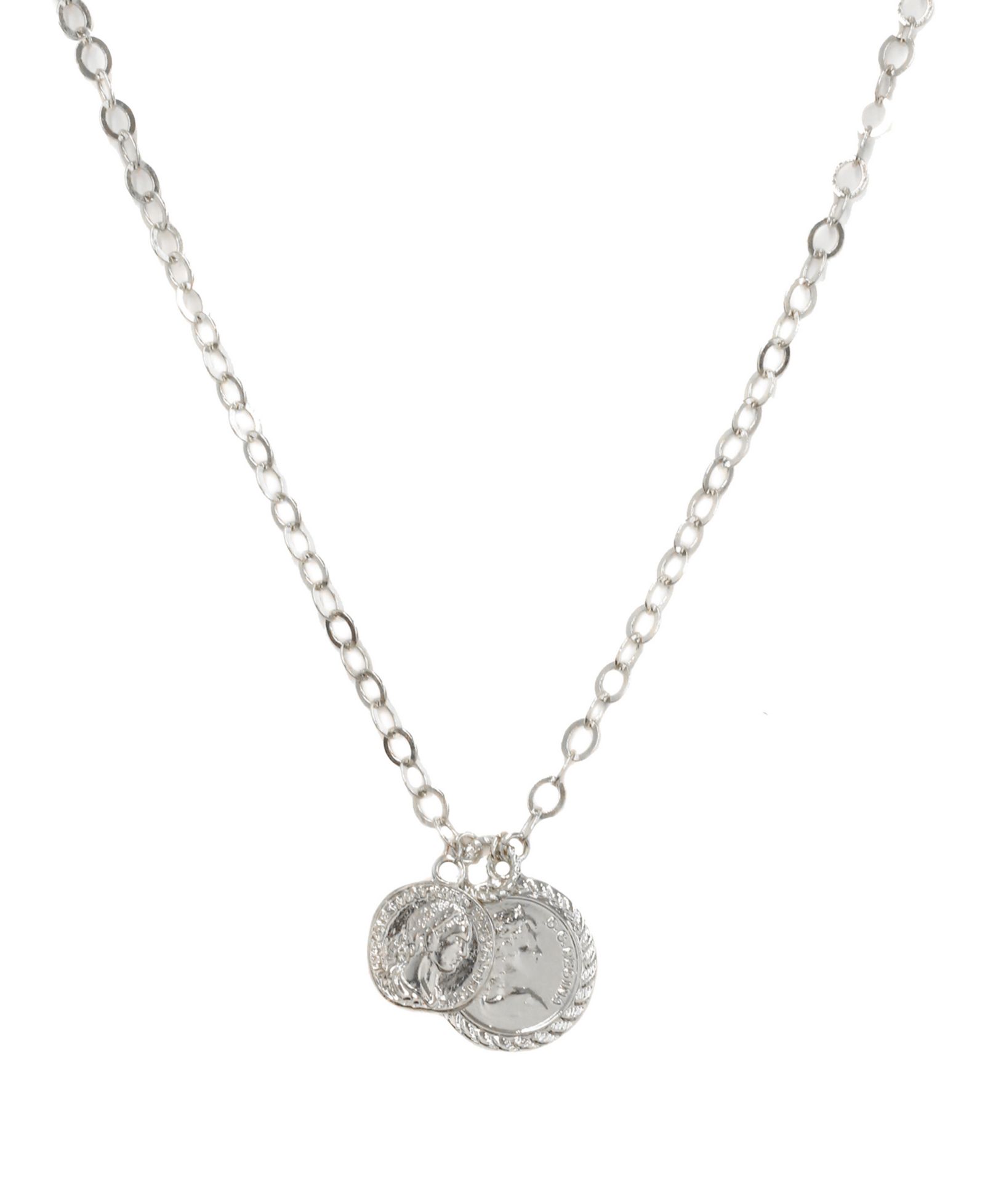 ETTIKA The Adventurer Double Rhodium Coin Women's Necklace