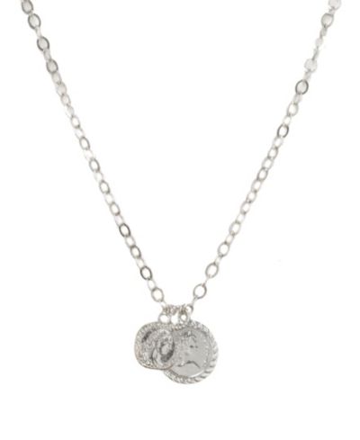 ETTIKA The Adventurer Double Rhodium Coin Women's Necklace